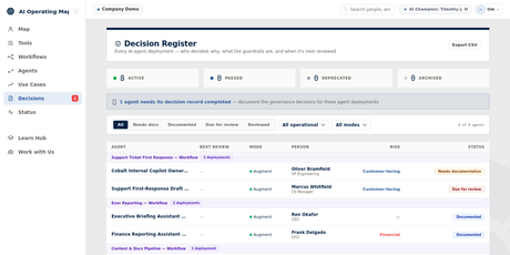 Governance, Risk & Security preview: the decision register